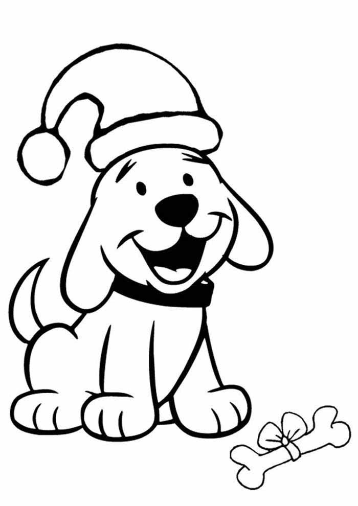 cachorro para colorir com chapeu de papai noel