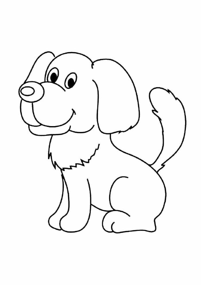 cachorro para colorir sentado de lado