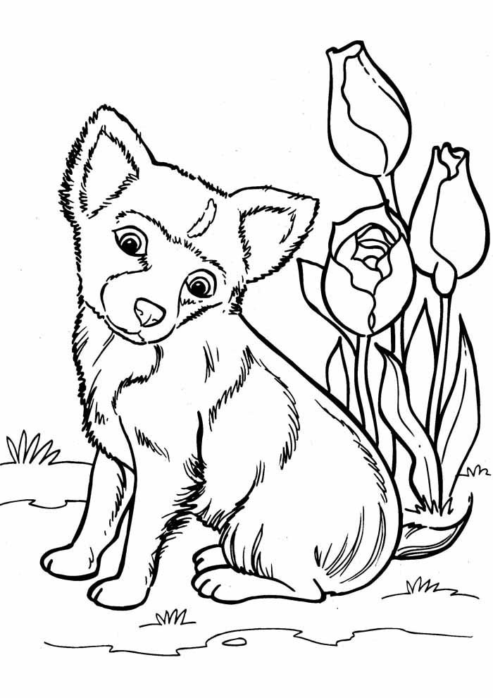 desenho de cachorro para colorir com flores