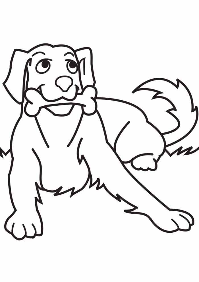 desenho de cachorro para colorir com osso na boca