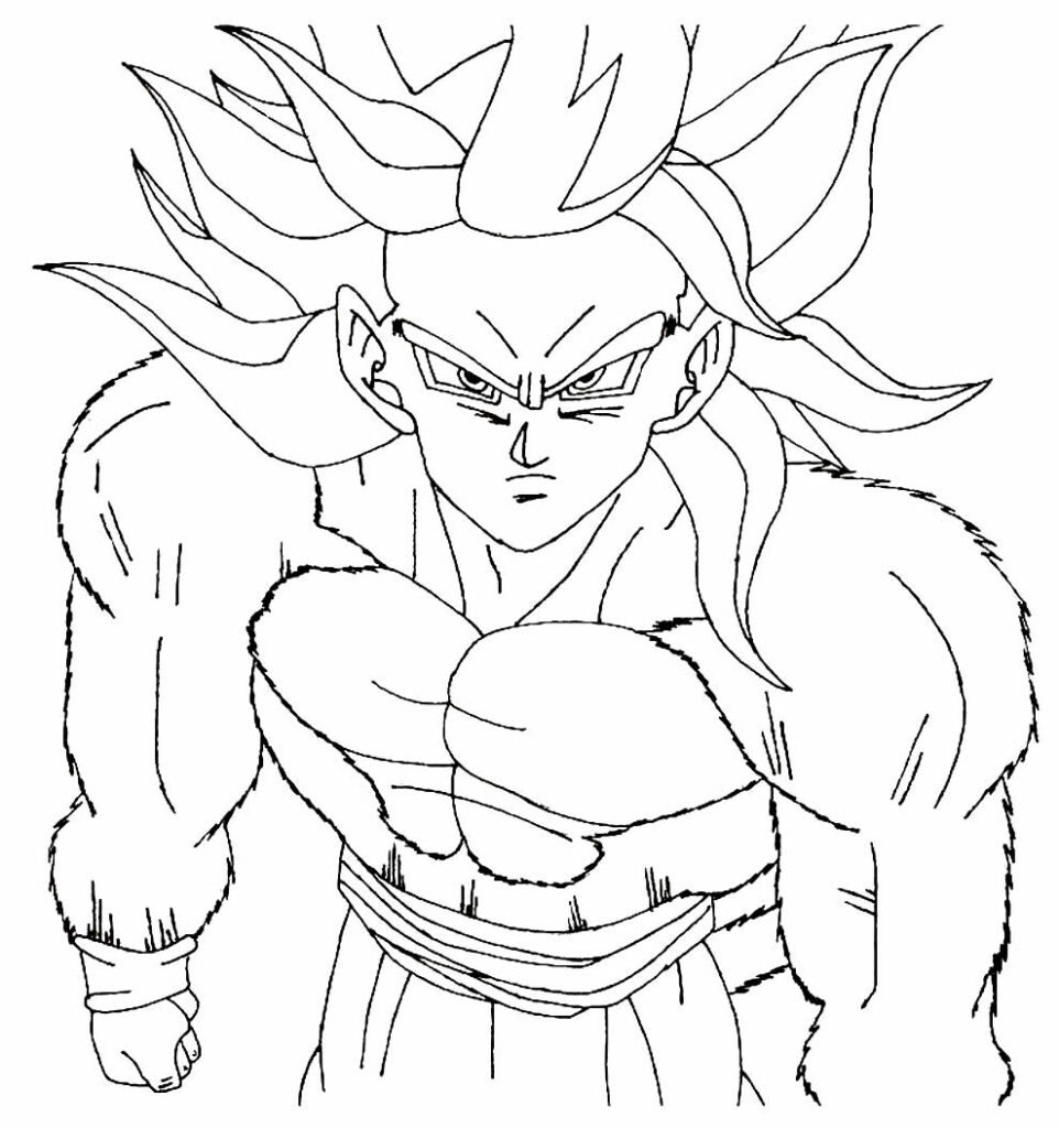 desenho do goku para colorir super saiyajin 4