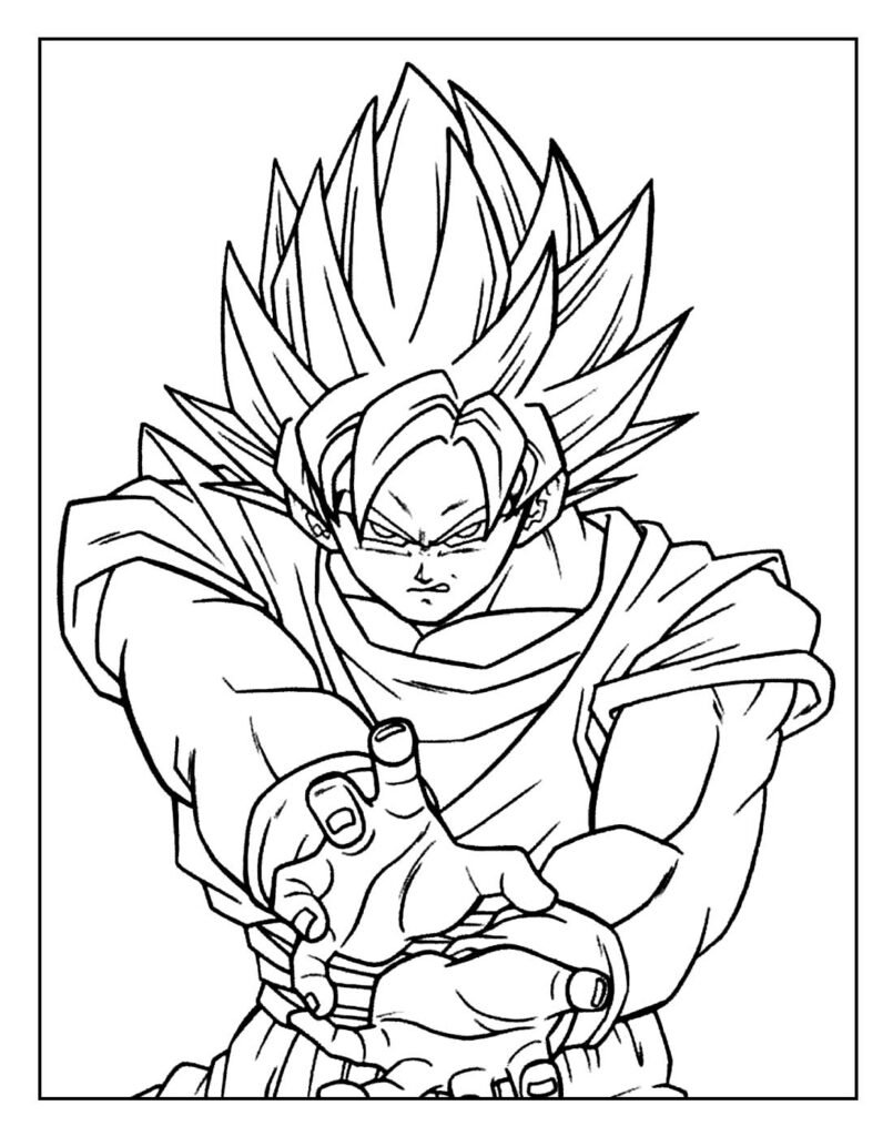 desenhos de goku para pintar e colorir em casa 11