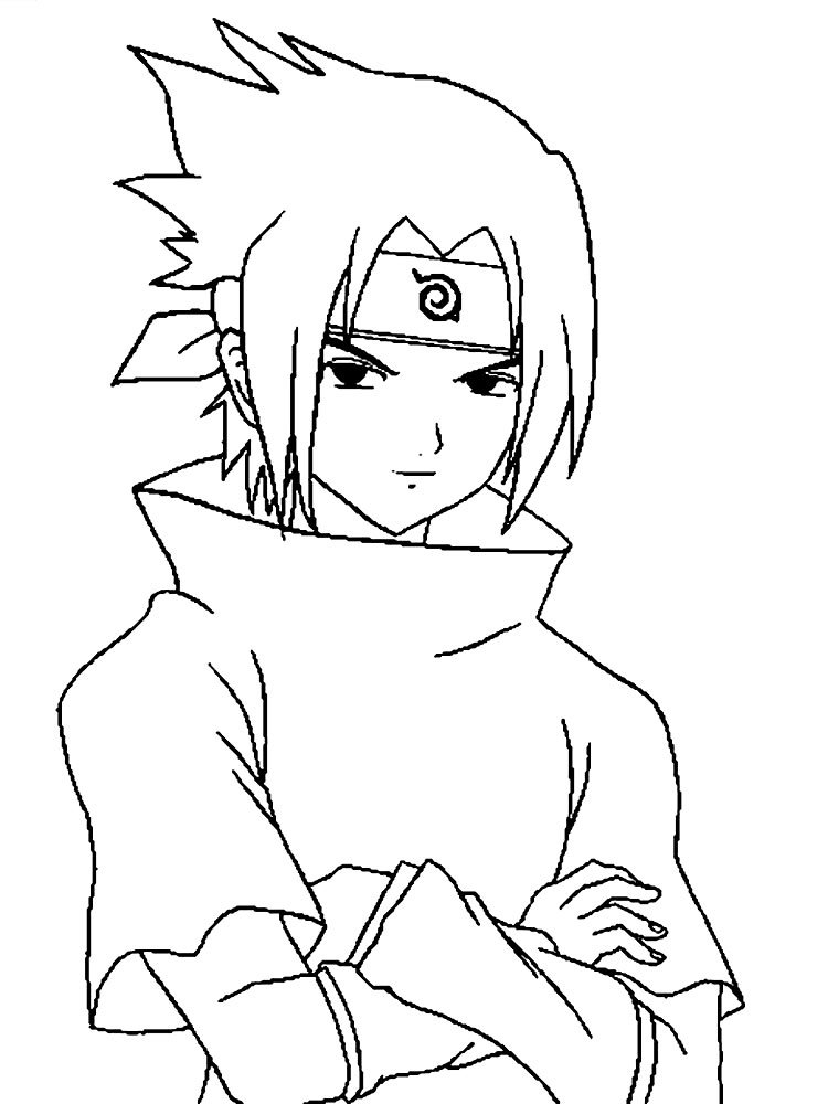Sasuke com mão na cintura para colorir e pintar - Imprimir Desenhos