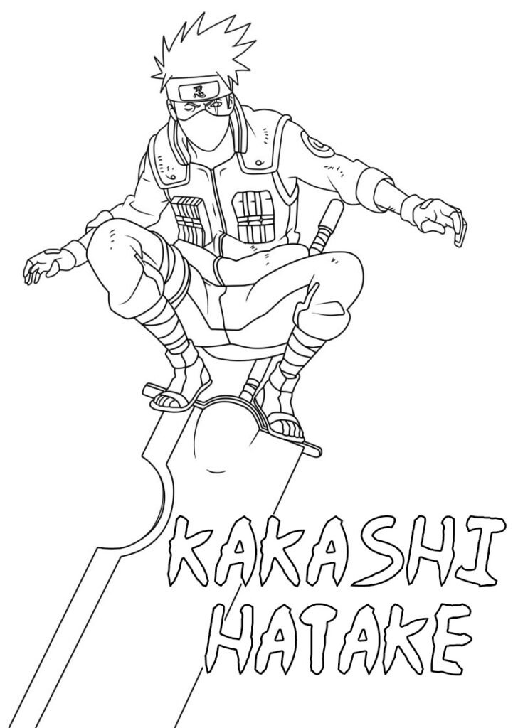 desenho kakashi para colorir pendurado