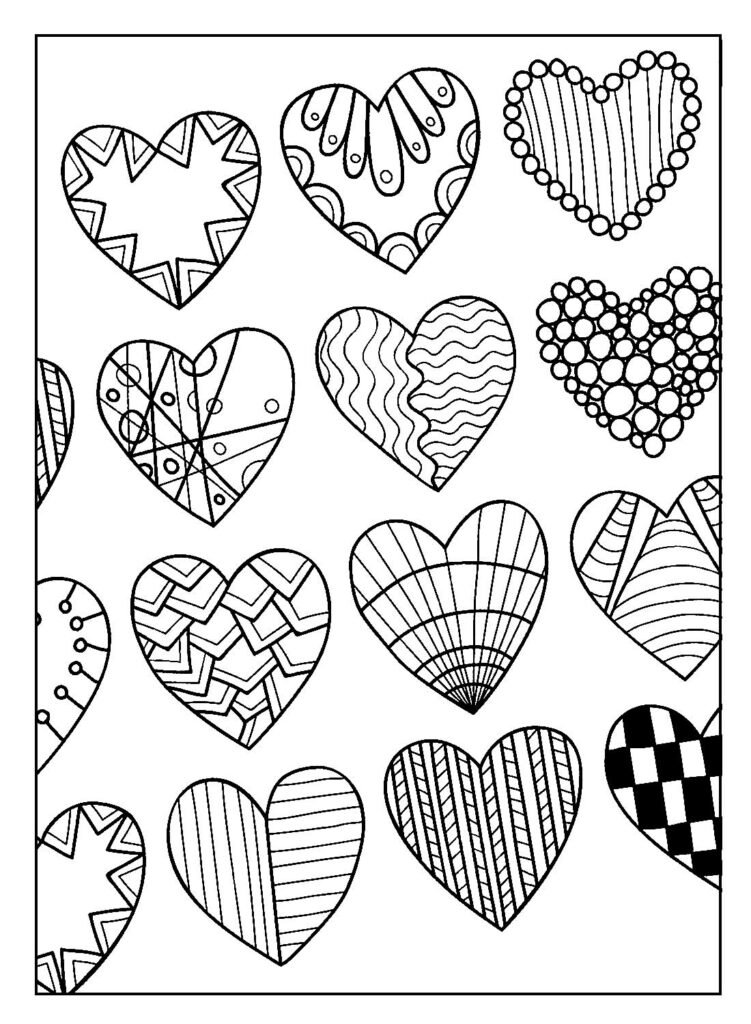 desenhos de coração para colorir e pintar diferentes