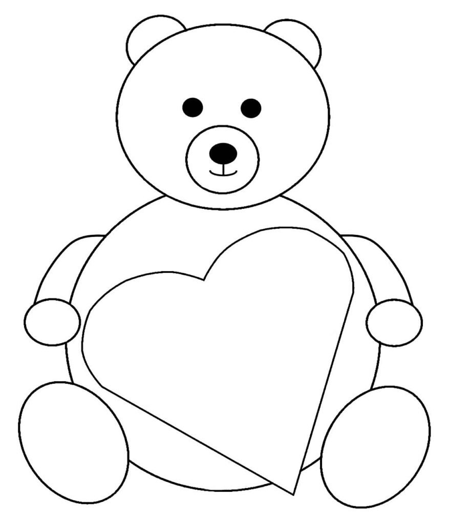 desenhos de coração para colorir e pintar mãe urso