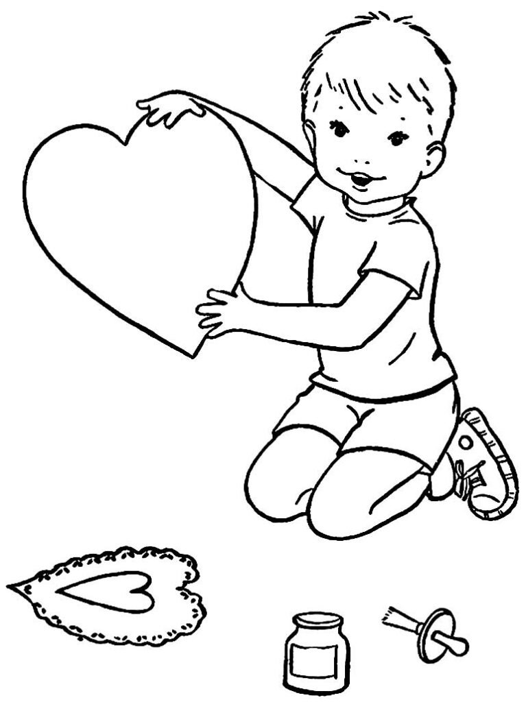 desenhos de coração para colorir e pintar menino