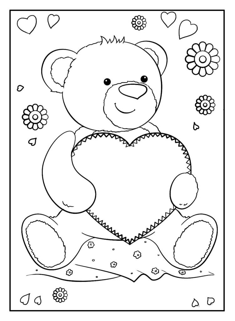 desenhos de coração para colorir e pintar ursinho (2)