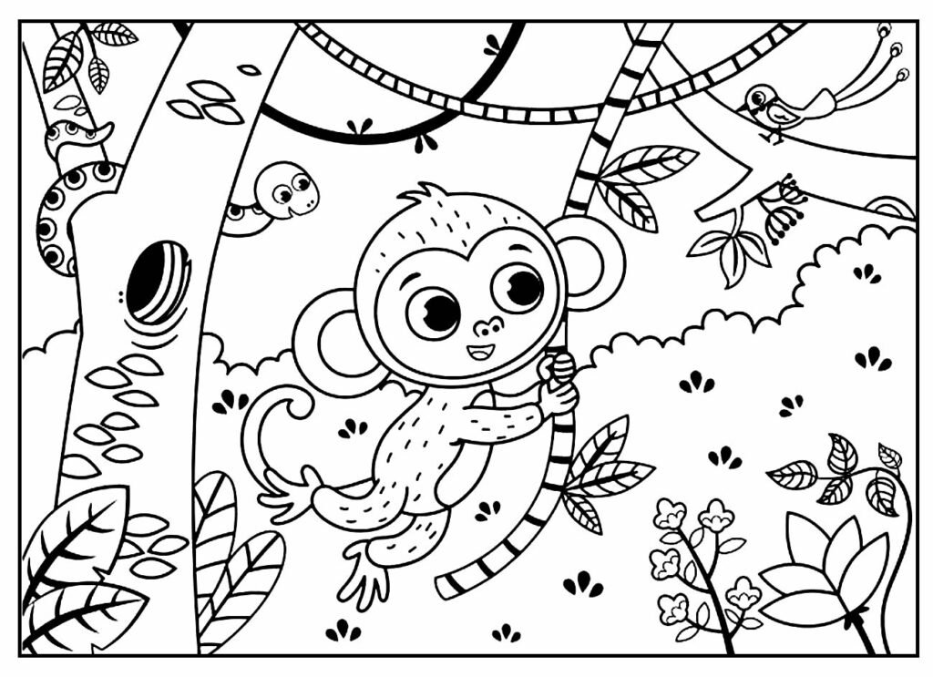 80 Desenhos de Macaco para Colorir e Imprimir