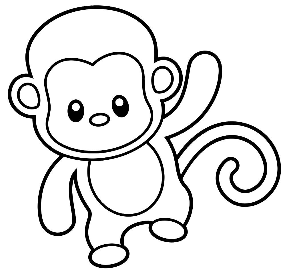 Desenho para colorir de um macaco fofo · Creative Fabrica