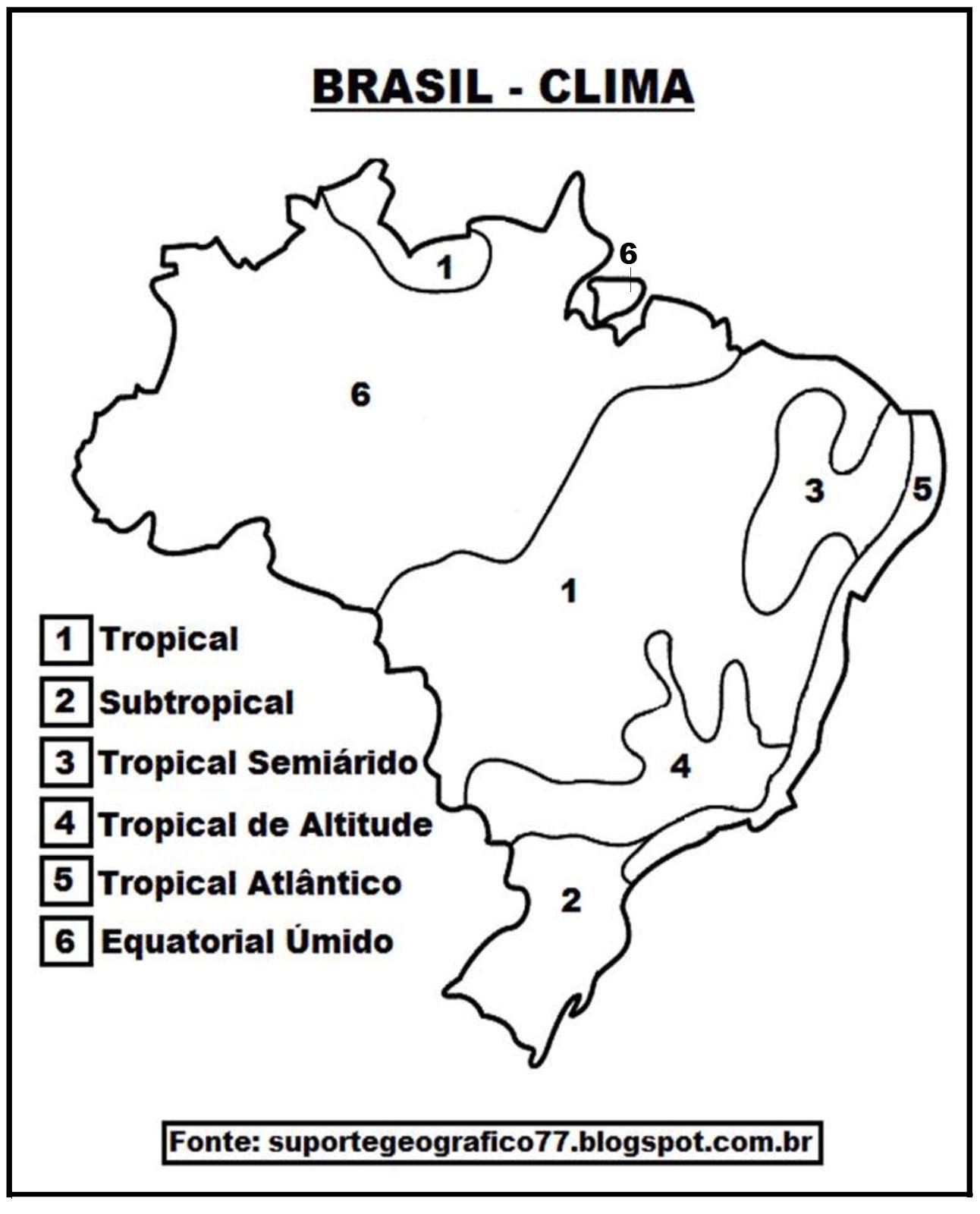 Mapas do Brasil para colorir