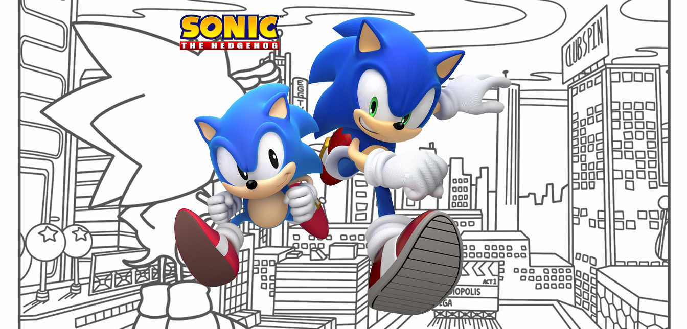 Imprimir para colorir e pintar o desenho Sonic - 2555