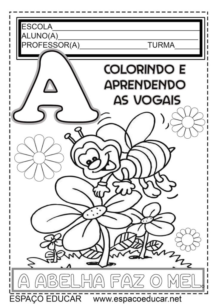 vogal a para colorir desenhos