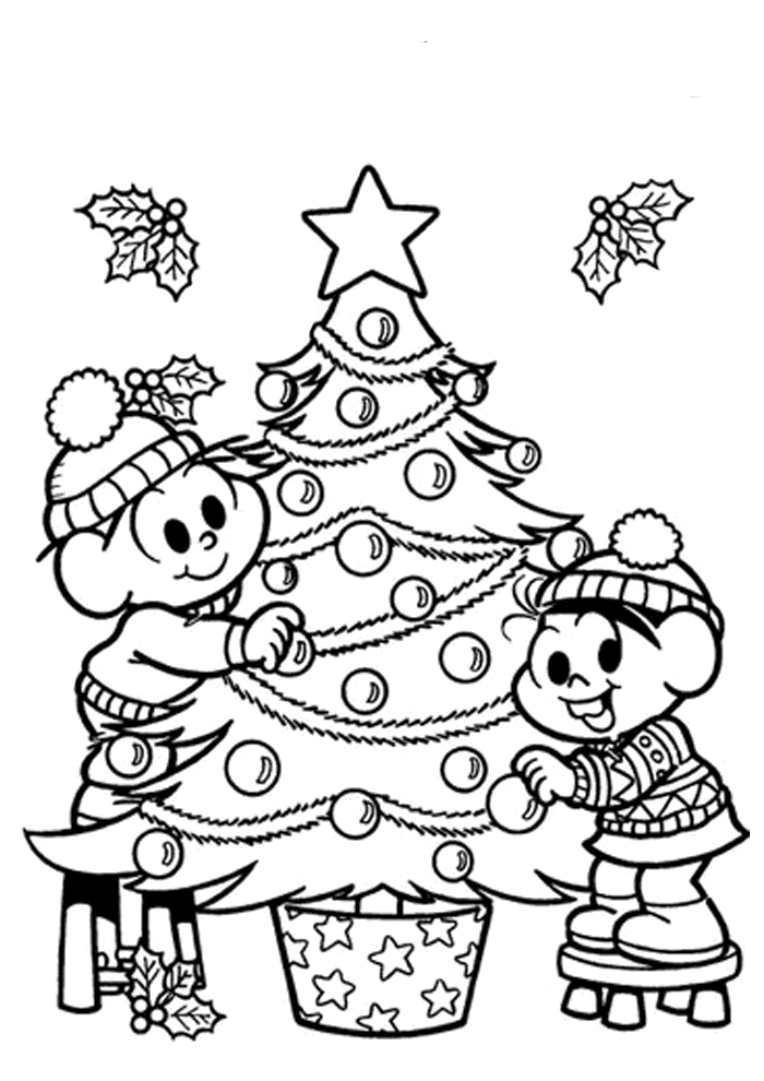 40 Desenhos de árvore de Natal para Copiar imprimir e Colorir