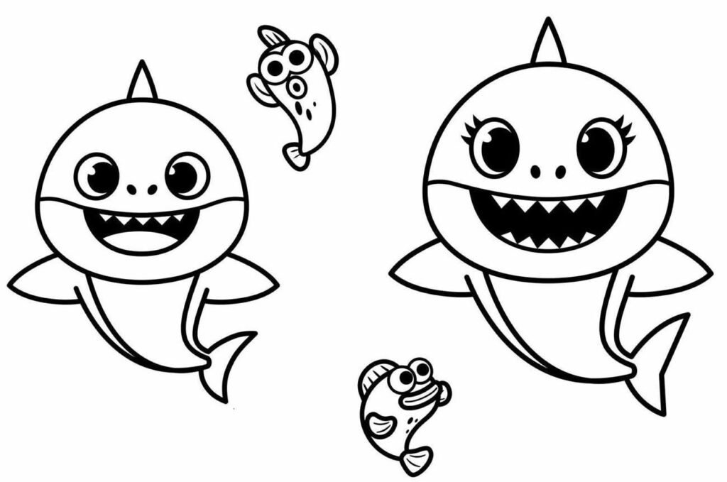 desenho de baby shark para pintar e colorir 16