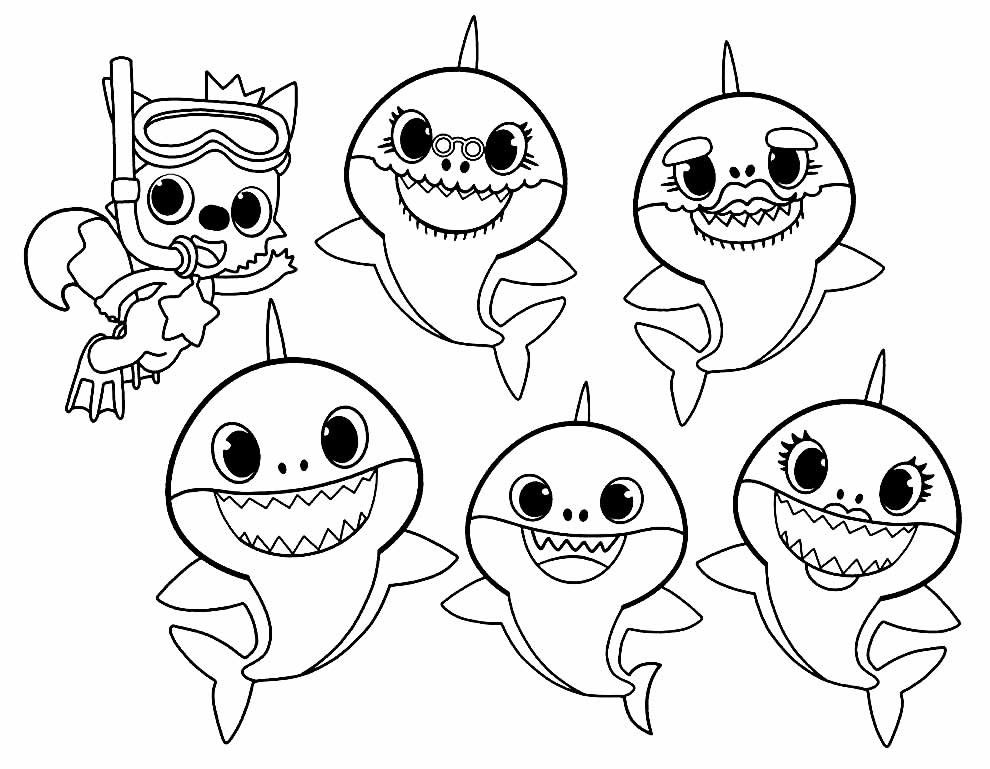 desenho de baby shark para pintar e colorir 7