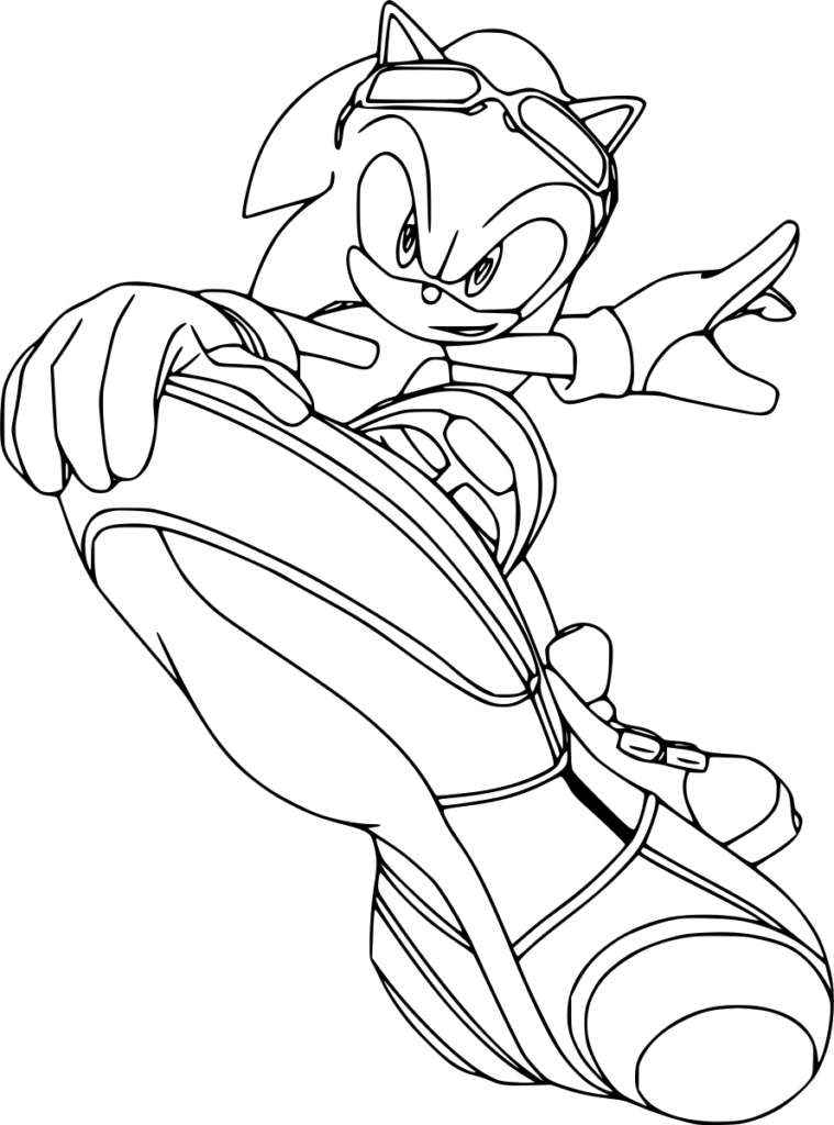 desenho sonic no skate para colorir