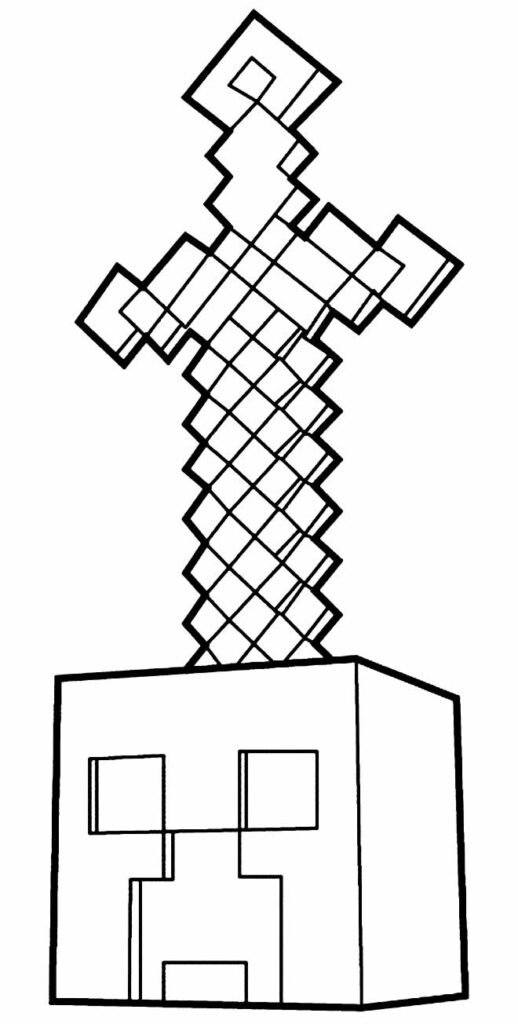 Desenho de Minecraft Pickaxe para colorir