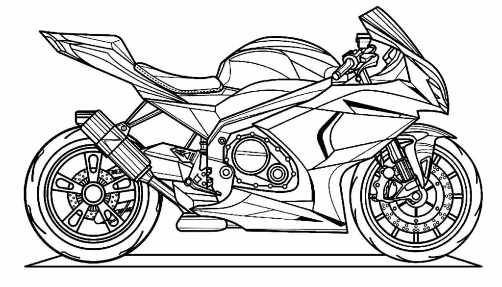 Desenhos para colorir de desenho de uma moto esportiva para colorir online  