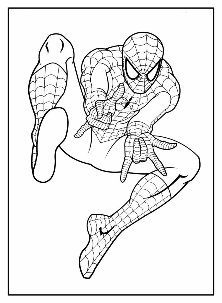 desenhos de super herois para colorir spider man lançando teia