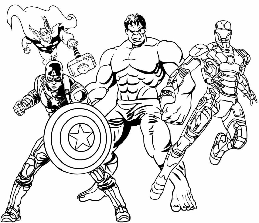 desenhos de super herois para colorir vingadores colorido