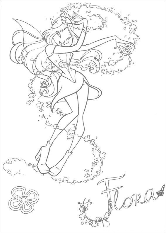 desenhos winx para colorir flora