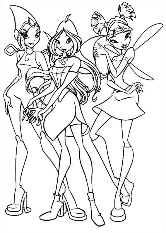 desenhos winx para colorir juntas