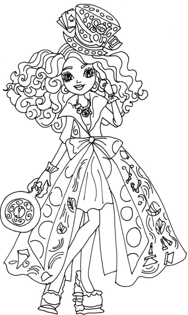 ever after high para colorir chapeu