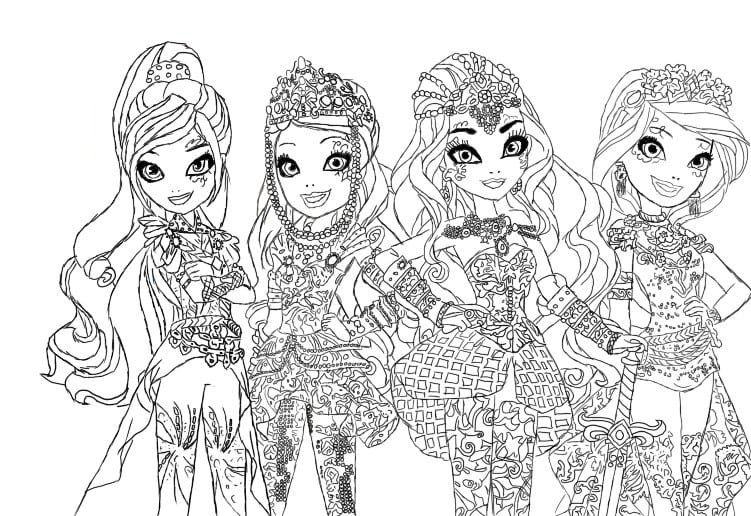 ever after high para colorir turma