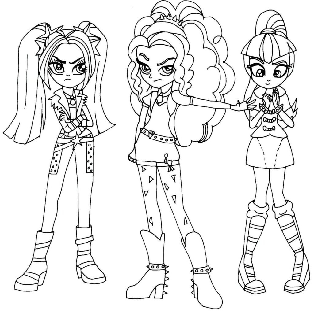 imagens equestria girls para colorir inimigas