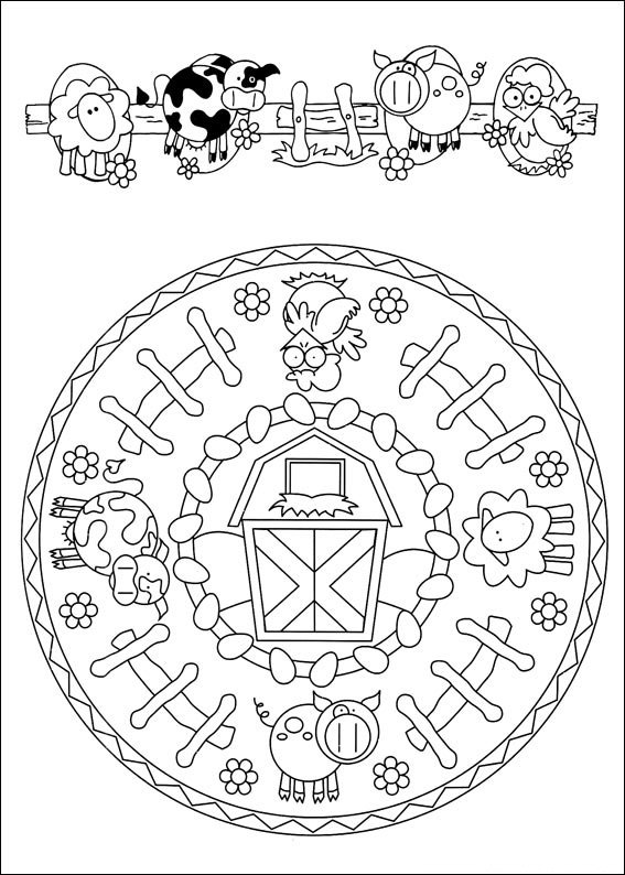 mandalas para colorir infantil fazenda