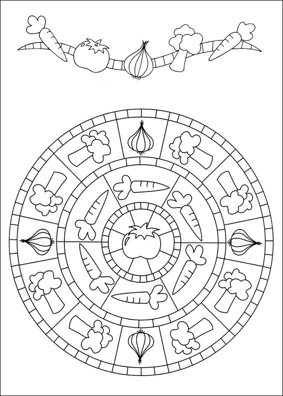 mandalas para colorir infantil legumes