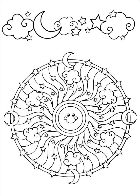 mandalas para colorir infantil noite lua