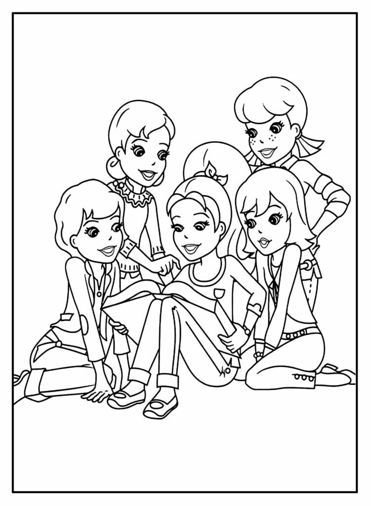 paginas polly pocket para colorir friends