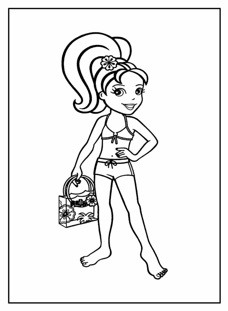 paginas polly pocket para colorir praia