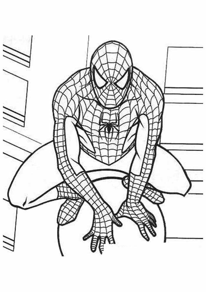 super herois para colorir homem aranha predio