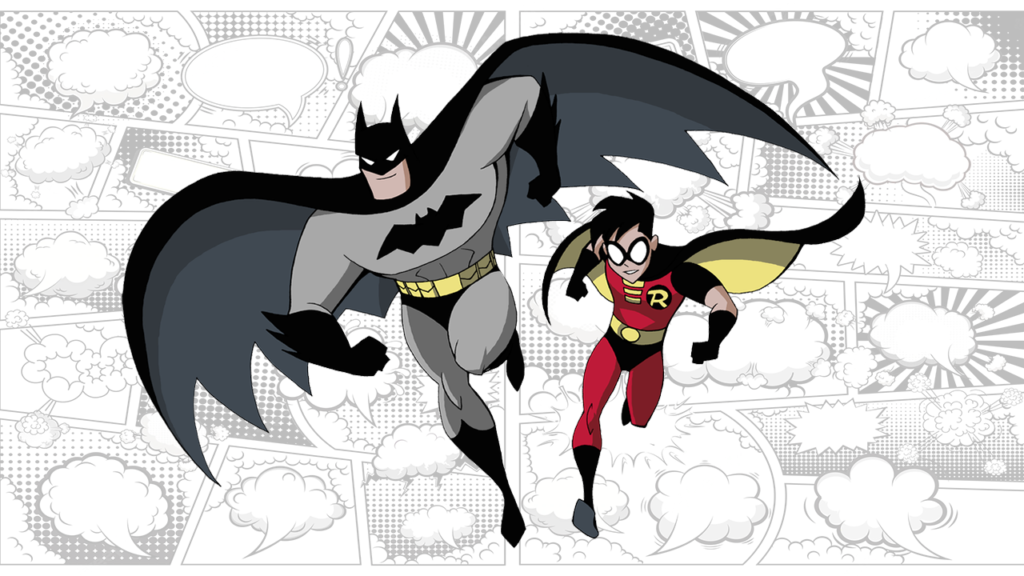 batman e robin para colorir