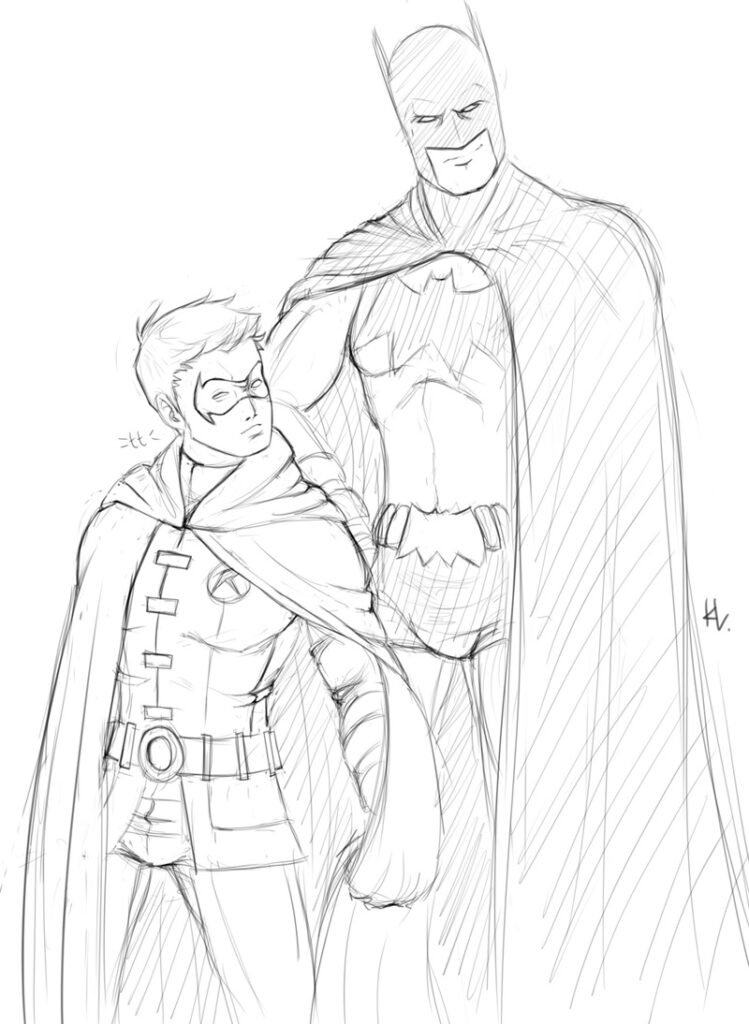 batman e robin para colorir ajudando