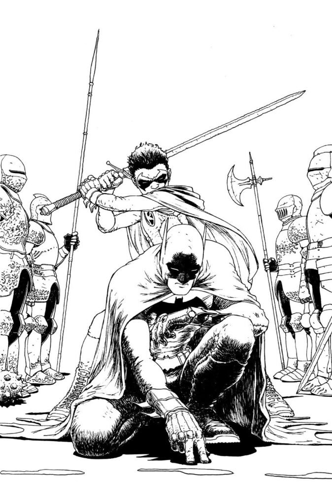 batman e robin para colorir brigando