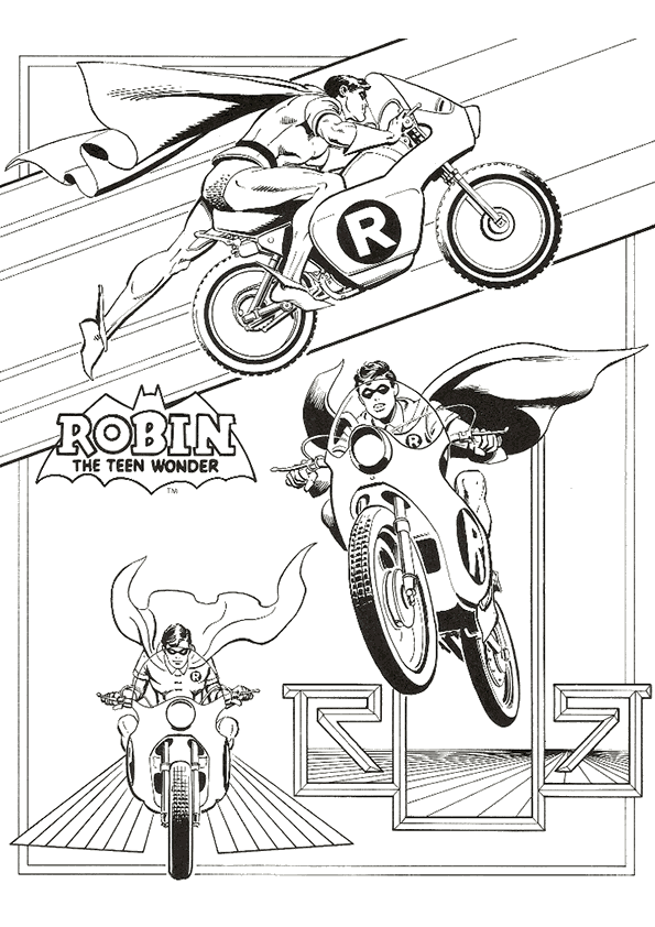 batman e robin para colorir moto