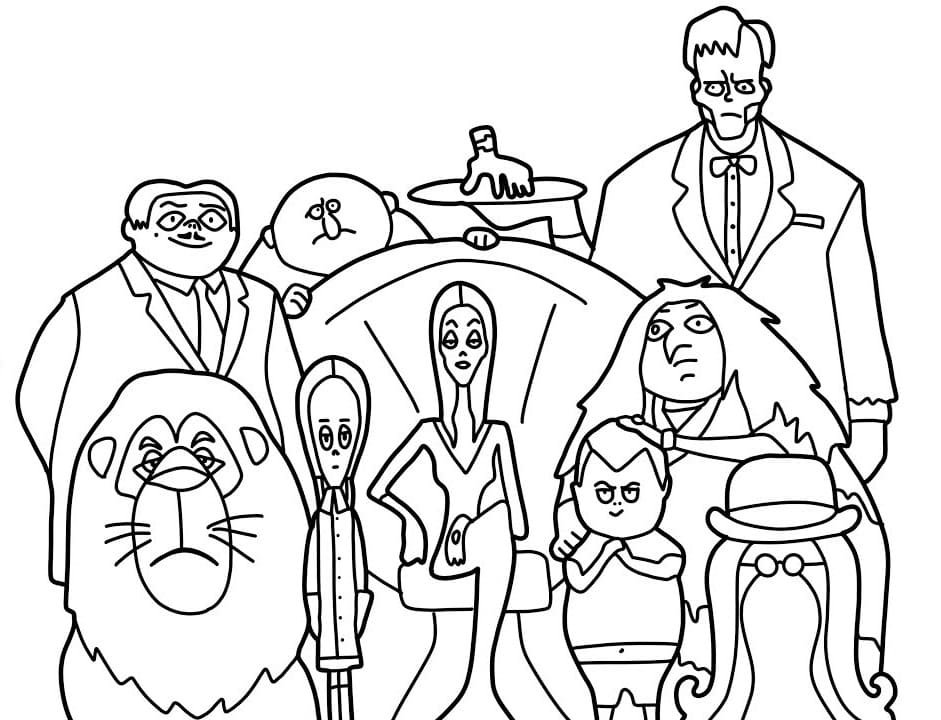 desenho a familia addams 1 para colorir