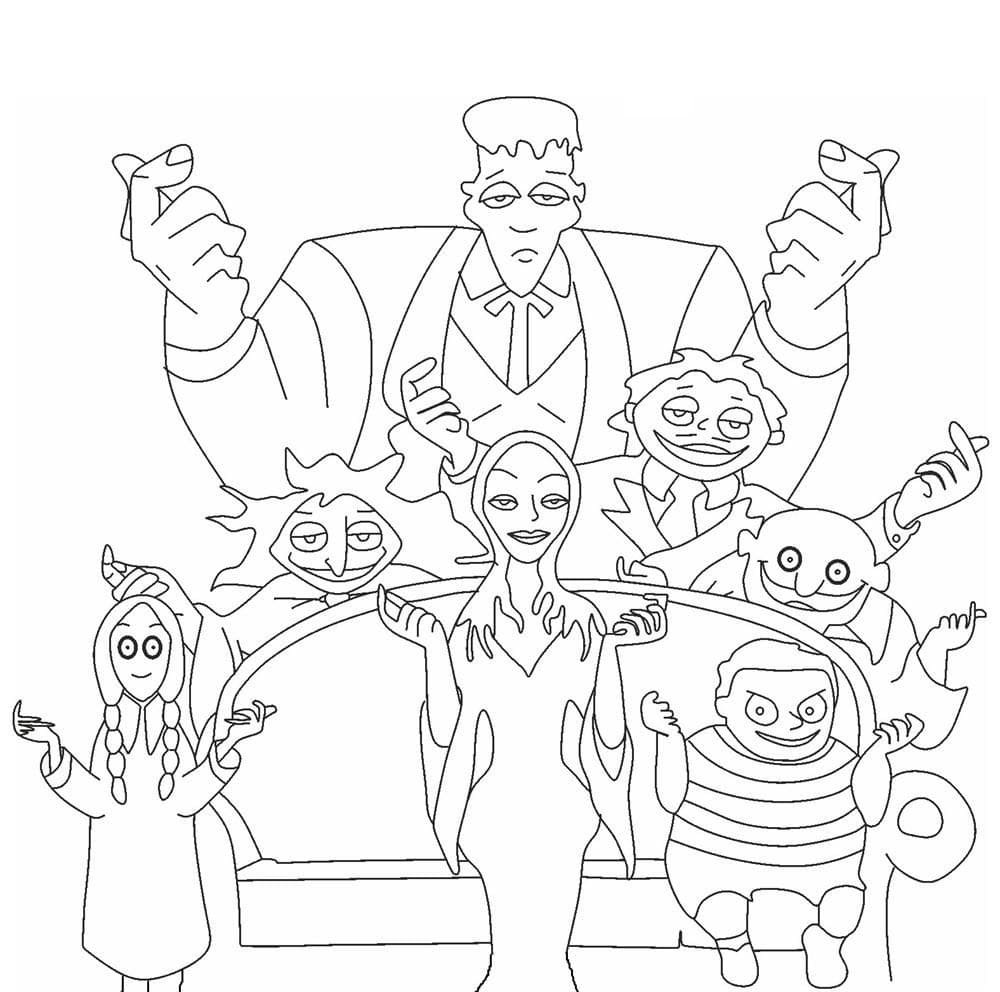 desenho a familia addams 3 para colorir