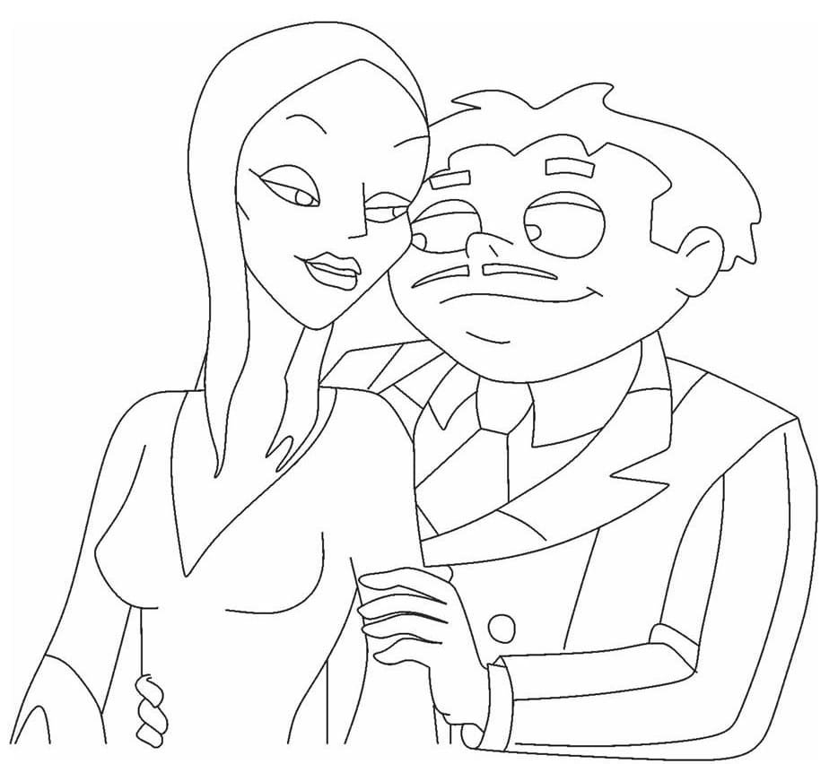 desenho a familia addams 8 para colorir