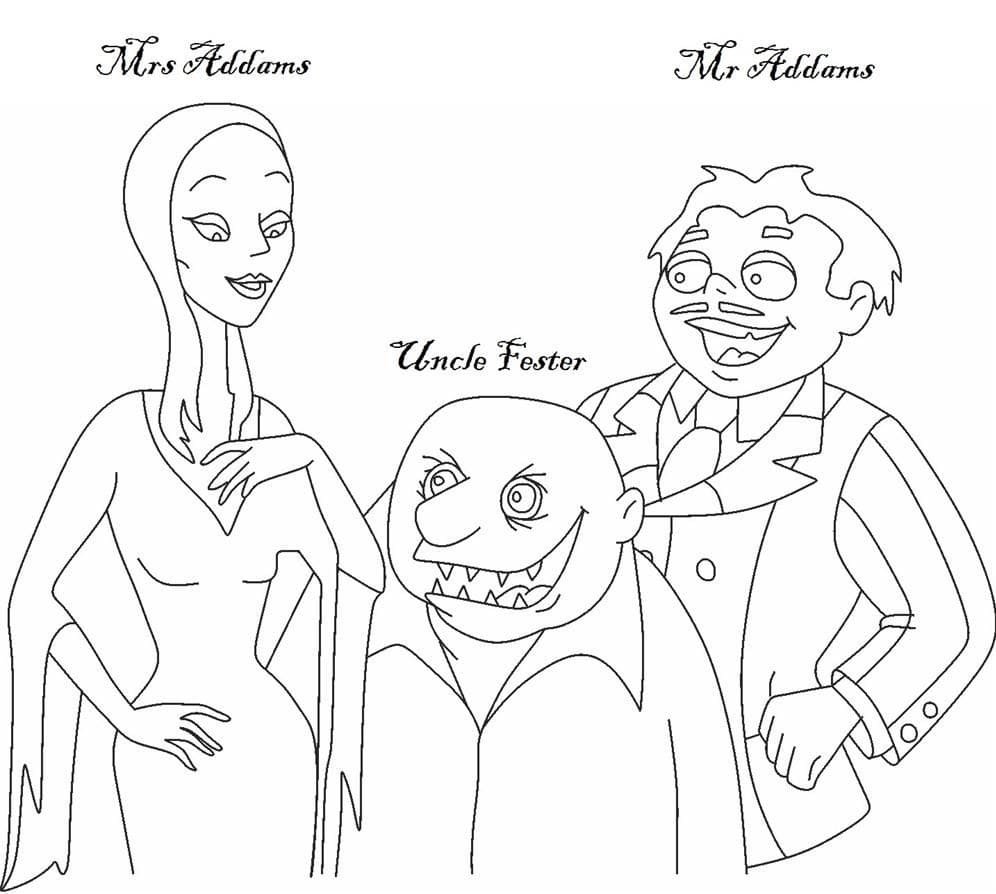 desenho a familia addams 9 para colorir