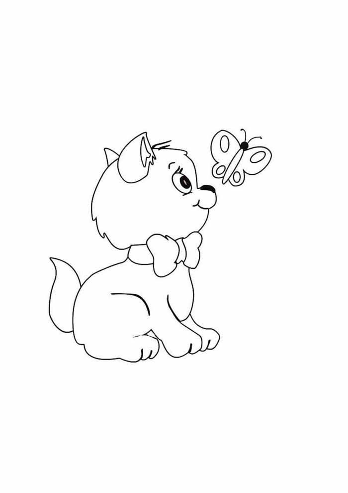 desenho infantil para colorir cachorro e borboleta