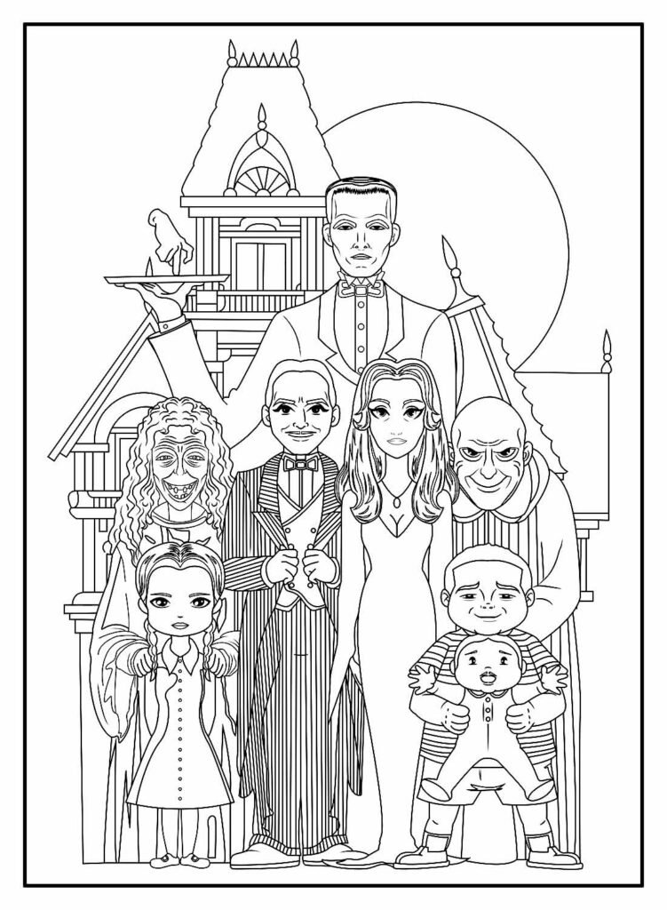 desenhos da familia adams para colorir 4