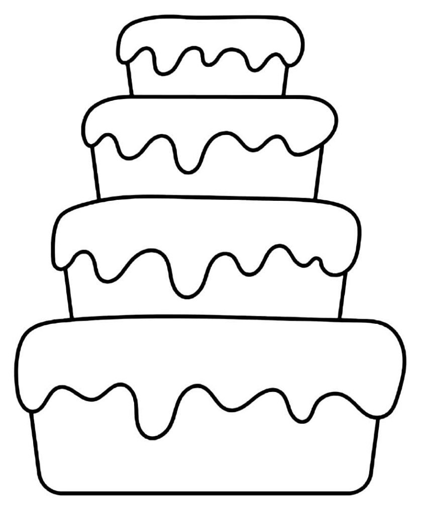 Desenho de Bolo de aniversário para colorir