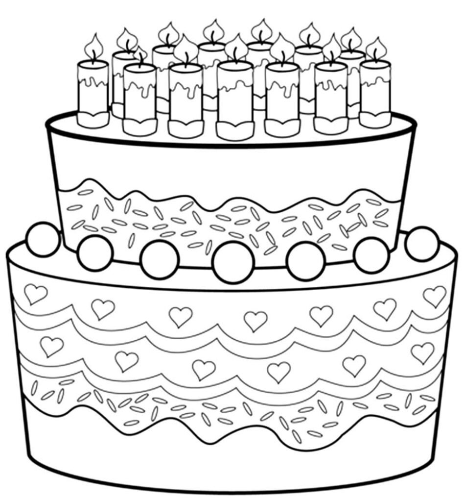 Desenhos de Bolo de Aniversário para colorir - Páginas para impressão grátis