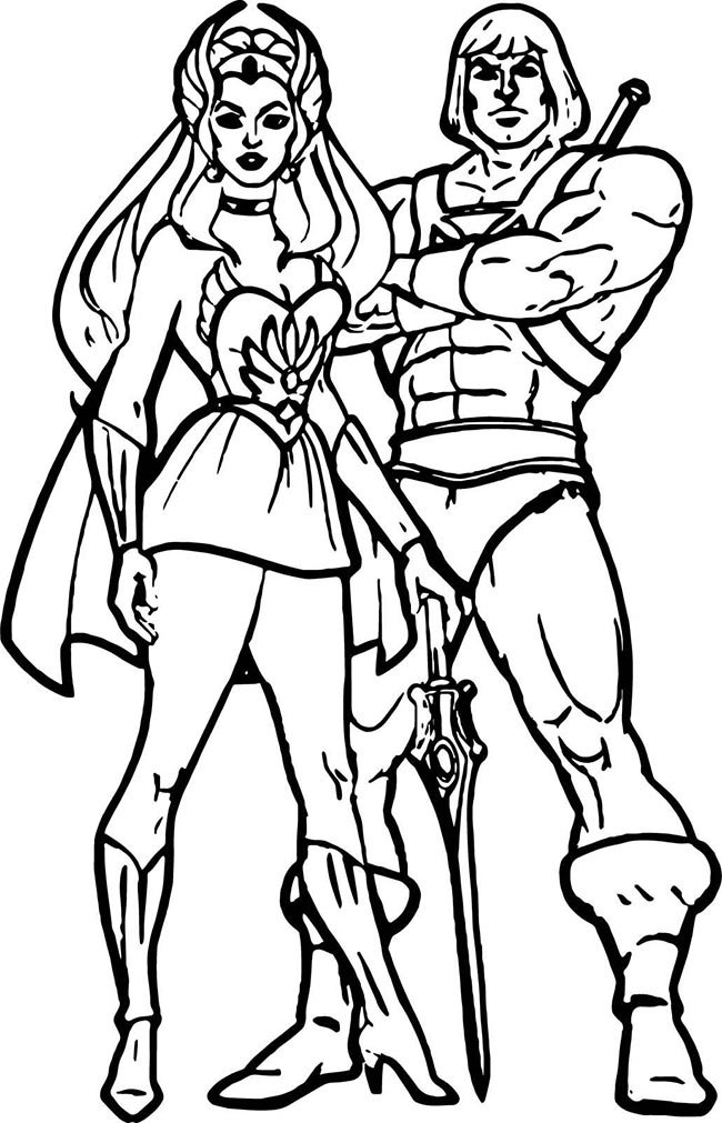 he man para colorir com princesa