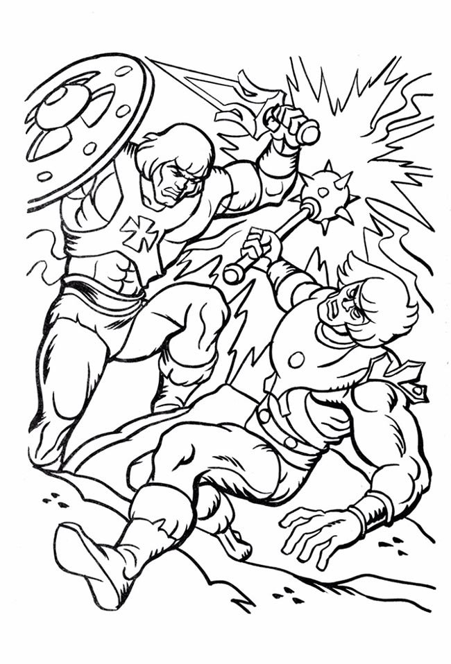 he man para colorir lutando 4